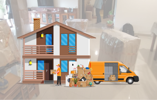 Home shifting services in Jaipur by Trends Packers and Movers with moving truck and packed boxes